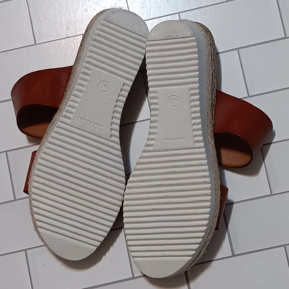 bertuchi Sandals Women Leather Upper Espadrille Slide Brown Sz9 (40) Made Espain - Picture 6 of 9